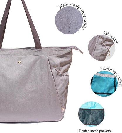 Yoga Tote Bag for Women Shoulder Bags Drawstring for Office Workout Travel Carryall Pilates Gym and Beach