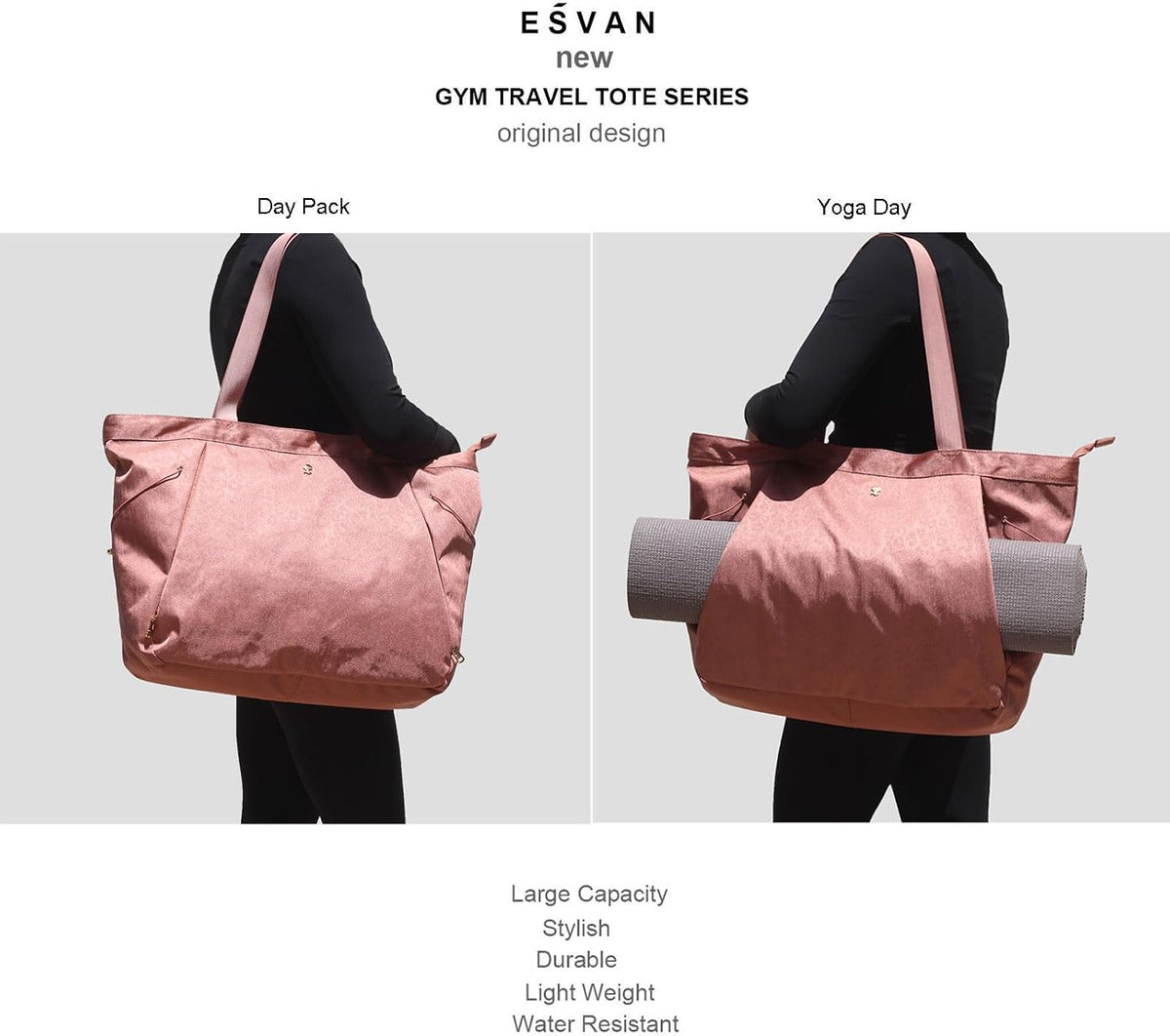 Yoga Tote Bag for Women Shoulder Bags Drawstring for Office Workout Travel Carryall Pilates Gym and Beach