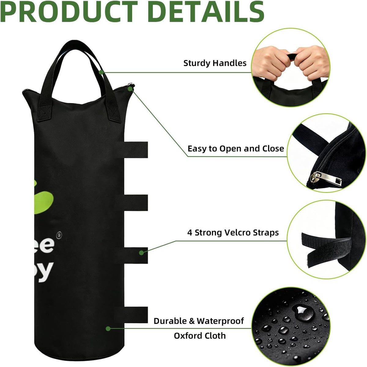 Sand Bags Canopy Weights for Canopy Legs(Without Sand),88LB, 4-Pack, Sand Bags for Gazebo Legs, Pop UP Canopy Tent Weights