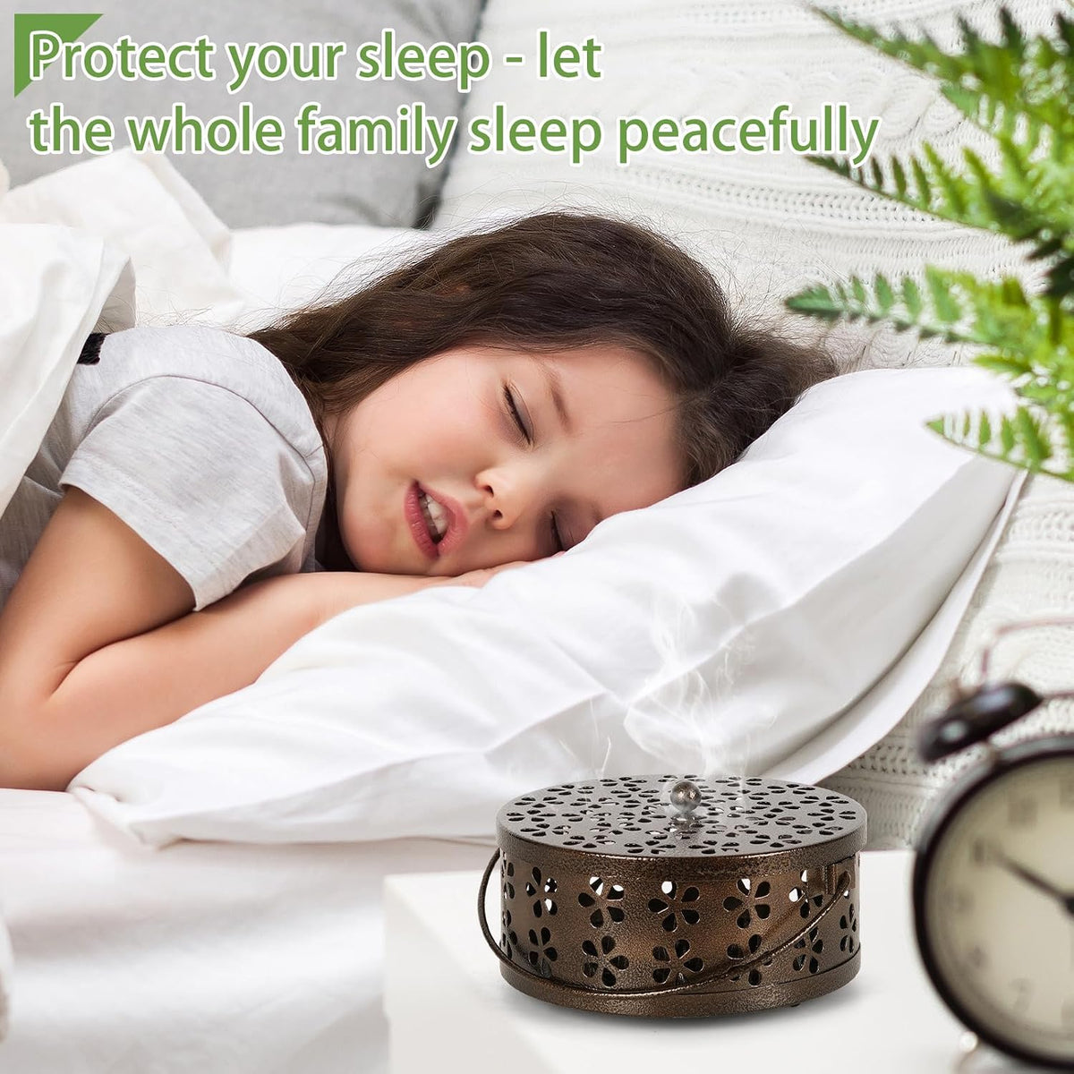 Portable Iron Mosquito Coil Holder with Handle, Bronze