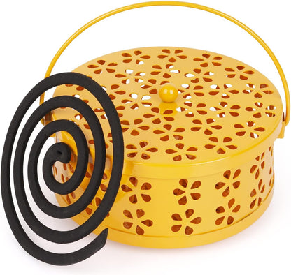 Portable Iron Mosquito Coil Holder with Handle, Bronze