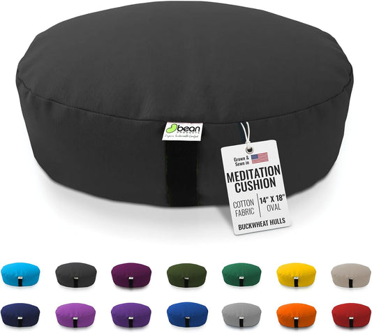 Zafu Meditation Pillows for Sitting on Floor, Yoga Cushion, Cotton Yoga Pillow, Zafu Meditation Cushion, Zen Kneeling Prayer Pad- Made in USA - Round or Oval