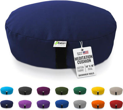 Zafu Meditation Pillows for Sitting on Floor, Yoga Cushion, Cotton Yoga Pillow, Zafu Meditation Cushion, Zen Kneeling Prayer Pad- Made in USA - Round or Oval
