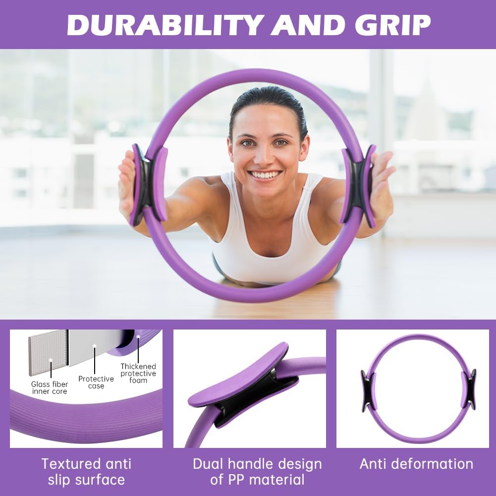 At Home Pilates Kit for Women, Home Workout Pilates Equipment Set with Pilates Ring, Ball, Resistance Band, Resistance Bands, Yoga Strap, Bag, Pilates Essentials Kit for Starter, Beginners