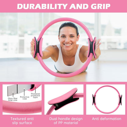 At Home Pilates Kit for Women, Home Workout Pilates Equipment Set with Pilates Ring, Ball, Resistance Band, Resistance Bands, Yoga Strap, Bag, Pilates Essentials Kit for Starter, Beginners