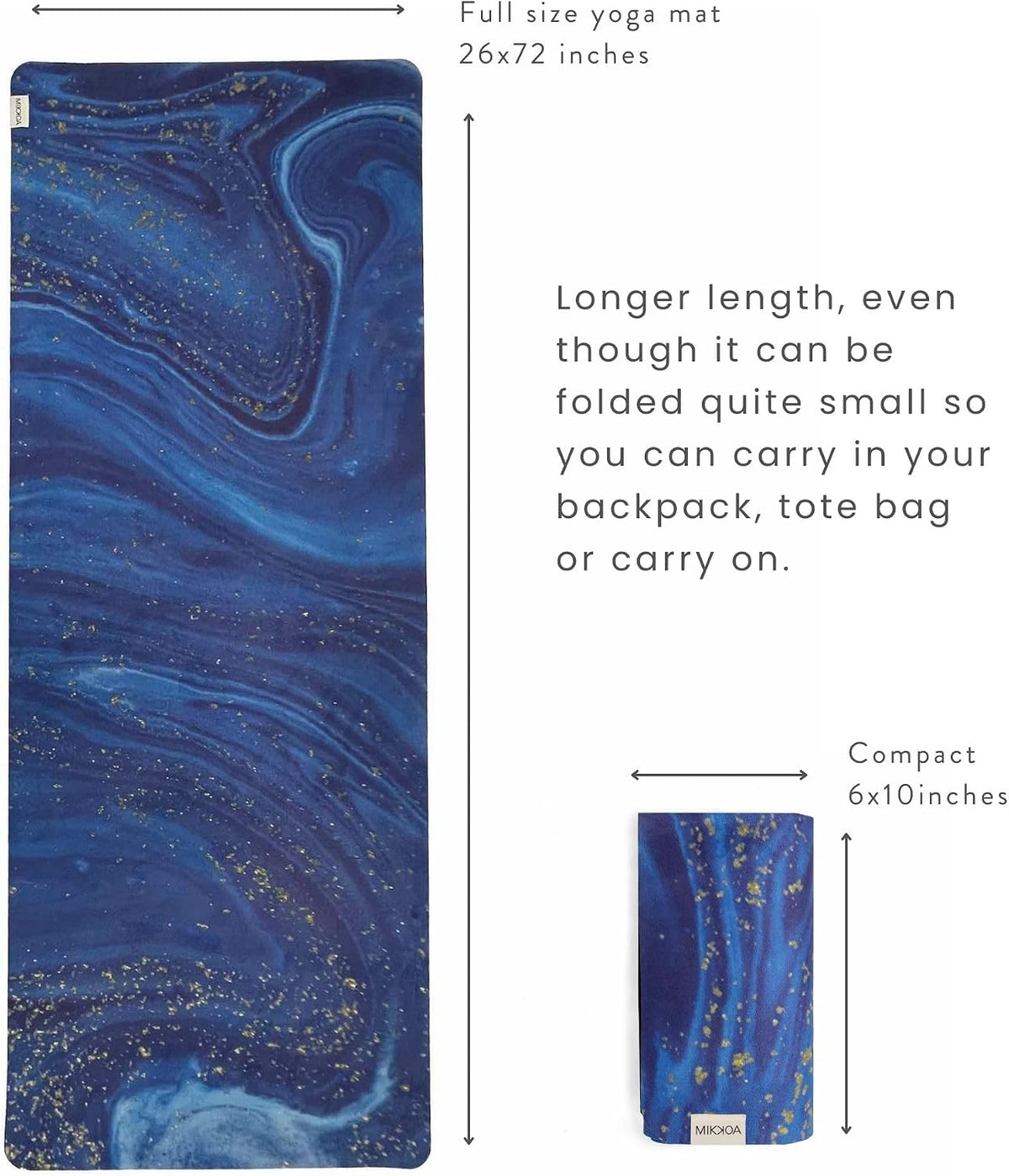 Travel Yoga Mat 1.5mm | Foldable, Lightweight for Backpacking, Retreat, Outdoors, Gym, Pilates | Exercise Mat | Machine Washable
