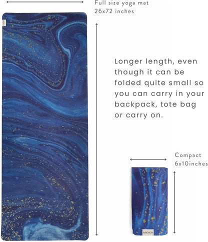 Travel Yoga Mat 1.5mm | Foldable, Lightweight for Backpacking, Retreat, Outdoors, Gym, Pilates | Exercise Mat | Machine Washable