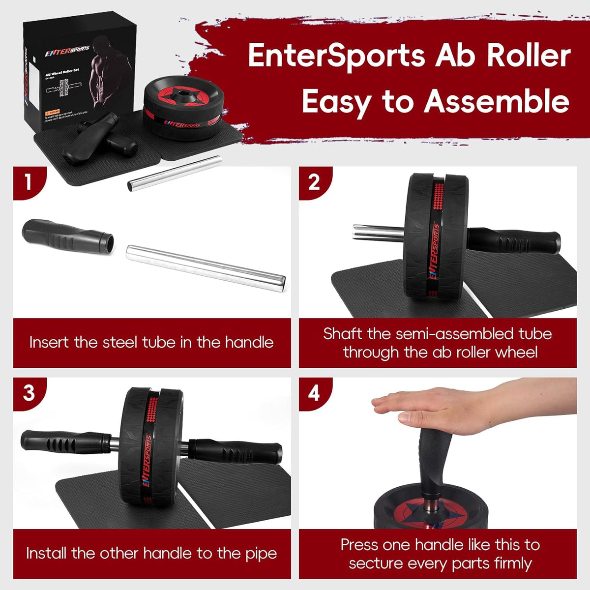 Ab Roller Wheel for Abs Workout with 2 Knee Pads for Home Gym