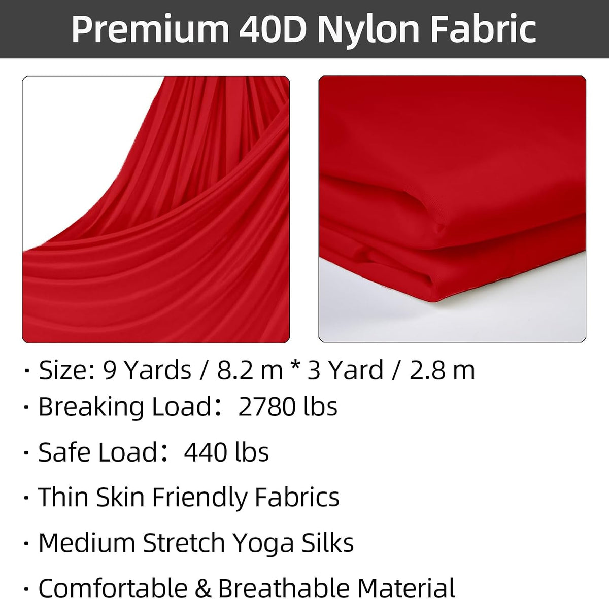 Aerial Silks Kit, SGS&CE Certified, 9/15/20Yards