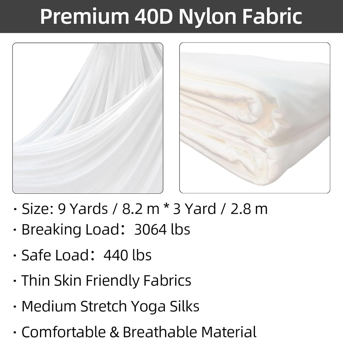Aerial Silks Kit, SGS&CE Certified, 9/15/20Yards