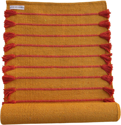 Jaipur art & Rugs Cotton Yoga Mat - Eco-Friendly Hand-Woven Rug - Non Slip & Thick (24”x72”x5mm) for Everyday Fitness at Home - Comfortable Extra-Long