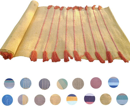 Jaipur art & Rugs Cotton Yoga Mat - Eco-Friendly Hand-Woven Rug - Non Slip & Thick (24”x72”x5mm) for Everyday Fitness at Home - Comfortable Extra-Long