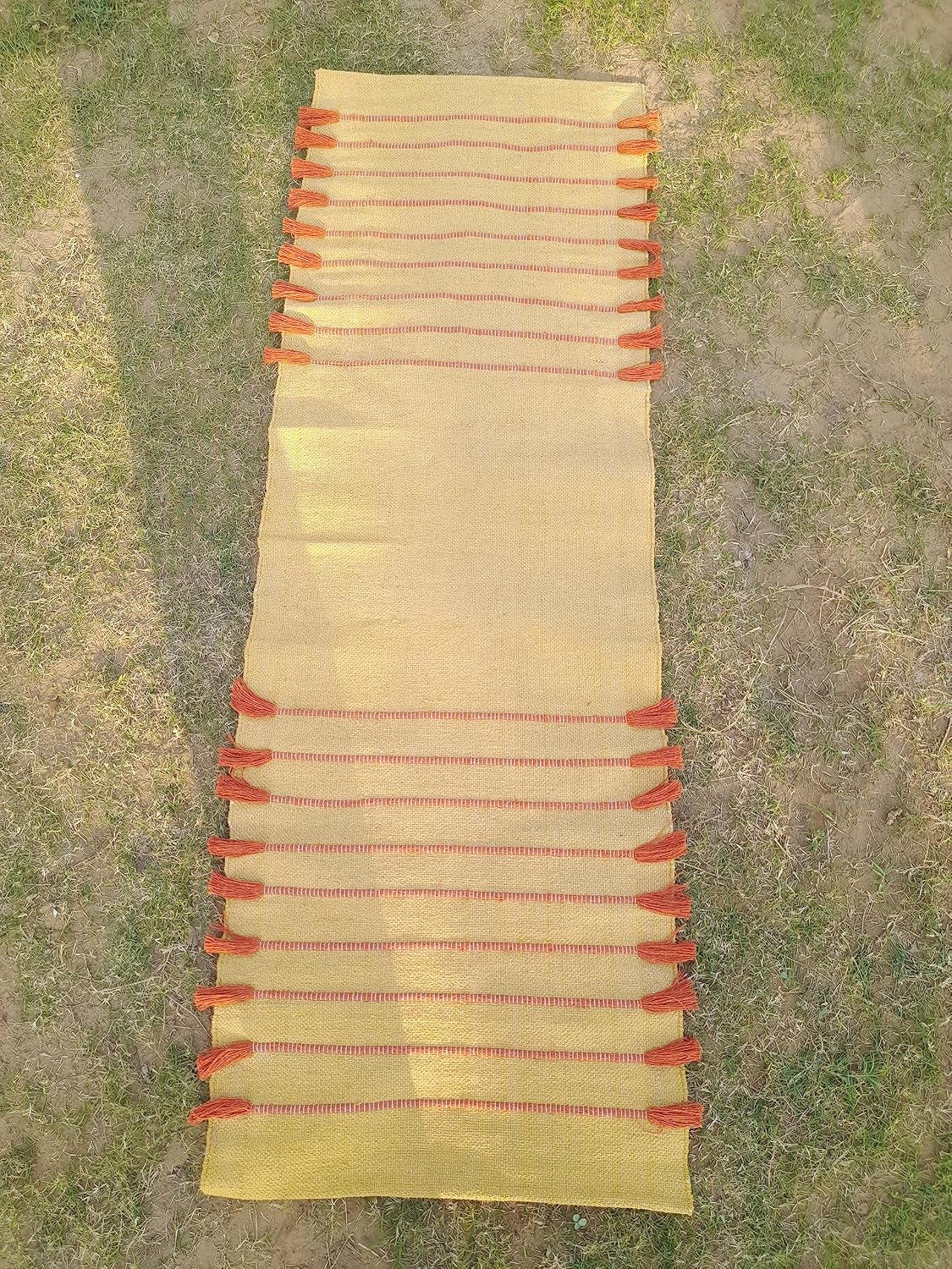 Jaipur art & Rugs Cotton Yoga Mat - Eco-Friendly Hand-Woven Rug - Non Slip & Thick (24”x72”x5mm) for Everyday Fitness at Home - Comfortable Extra-Long