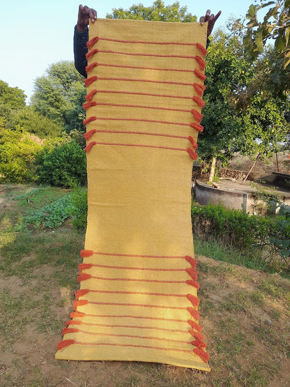 Jaipur art & Rugs Cotton Yoga Mat - Eco-Friendly Hand-Woven Rug - Non Slip & Thick (24”x72”x5mm) for Everyday Fitness at Home - Comfortable Extra-Long