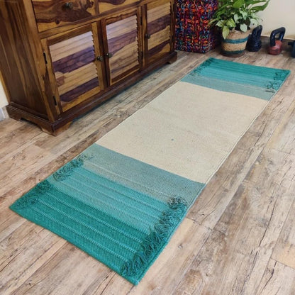 Jaipur art & Rugs Cotton Yoga Mat - Eco-Friendly Hand-Woven Rug - Non Slip & Thick (24”x72”x5mm) for Everyday Fitness at Home - Comfortable Extra-Long