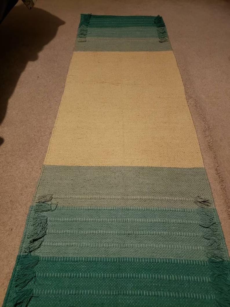 Jaipur art & Rugs Cotton Yoga Mat - Eco-Friendly Hand-Woven Rug - Non Slip & Thick (24”x72”x5mm) for Everyday Fitness at Home - Comfortable Extra-Long