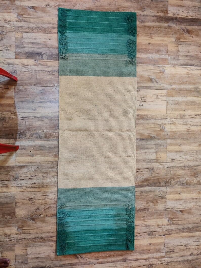 Jaipur art & Rugs Cotton Yoga Mat - Eco-Friendly Hand-Woven Rug - Non Slip & Thick (24”x72”x5mm) for Everyday Fitness at Home - Comfortable Extra-Long