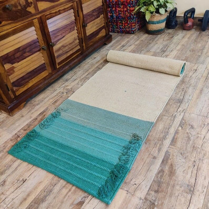 Jaipur art & Rugs Cotton Yoga Mat - Eco-Friendly Hand-Woven Rug - Non Slip & Thick (24”x72”x5mm) for Everyday Fitness at Home - Comfortable Extra-Long