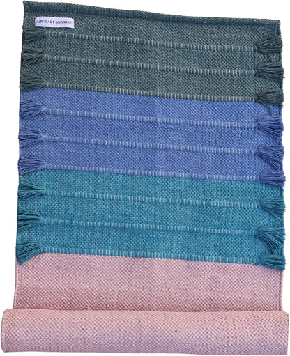 Jaipur art & Rugs Cotton Yoga Mat - Eco-Friendly Hand-Woven Rug - Non Slip & Thick (24”x72”x5mm) for Everyday Fitness at Home - Comfortable Extra-Long