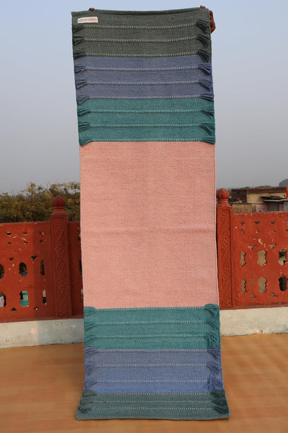 Jaipur art & Rugs Cotton Yoga Mat - Eco-Friendly Hand-Woven Rug - Non Slip & Thick (24”x72”x5mm) for Everyday Fitness at Home - Comfortable Extra-Long