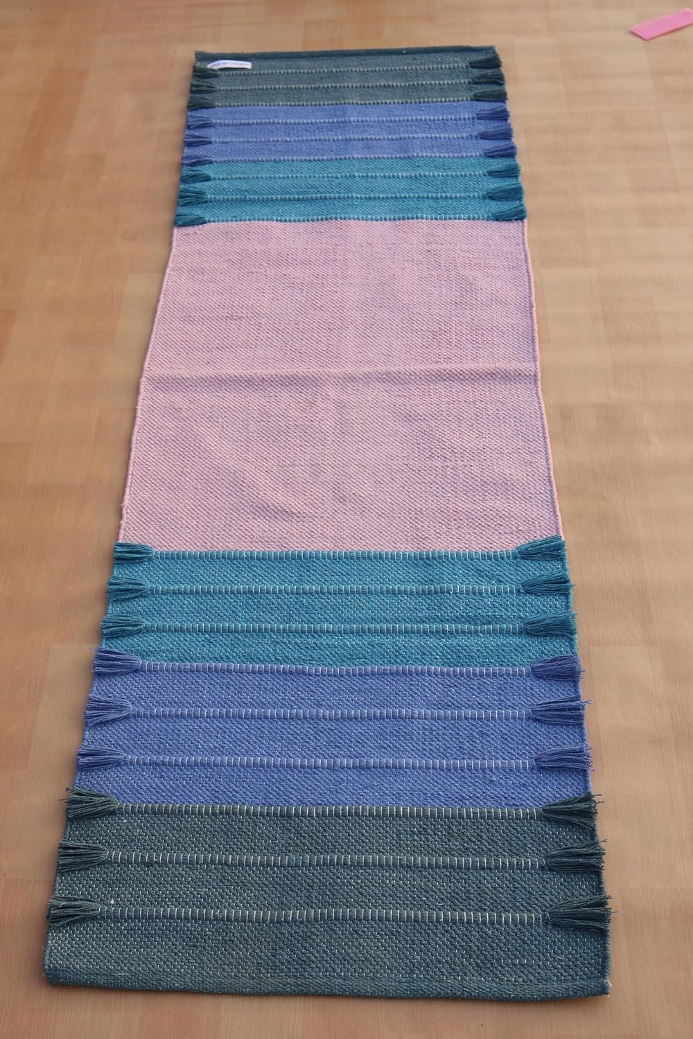 Jaipur art & Rugs Cotton Yoga Mat - Eco-Friendly Hand-Woven Rug - Non Slip & Thick (24”x72”x5mm) for Everyday Fitness at Home - Comfortable Extra-Long