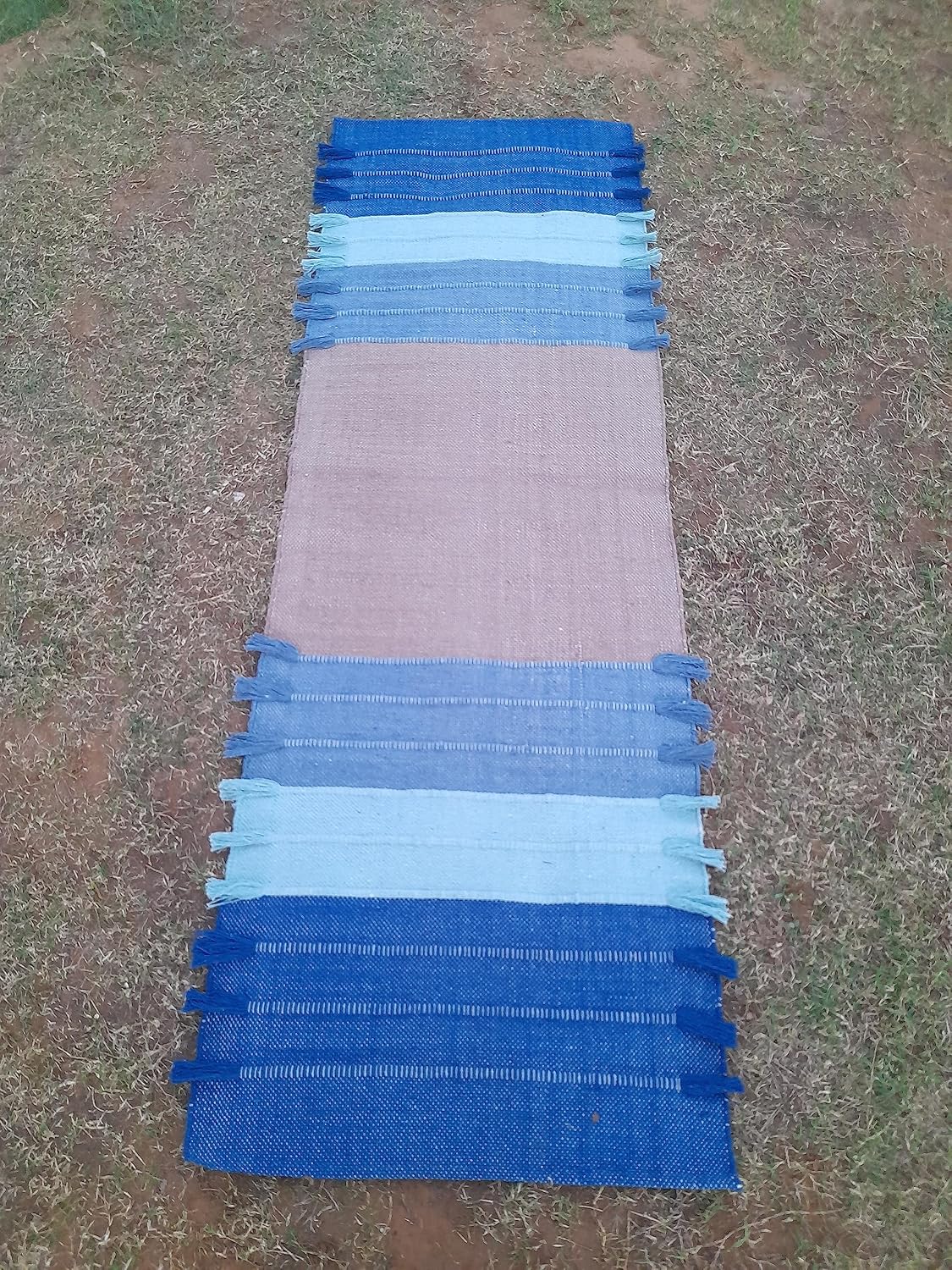 Jaipur art & Rugs Cotton Yoga Mat - Eco-Friendly Hand-Woven Rug - Non Slip & Thick (24”x72”x5mm) for Everyday Fitness at Home - Comfortable Extra-Long