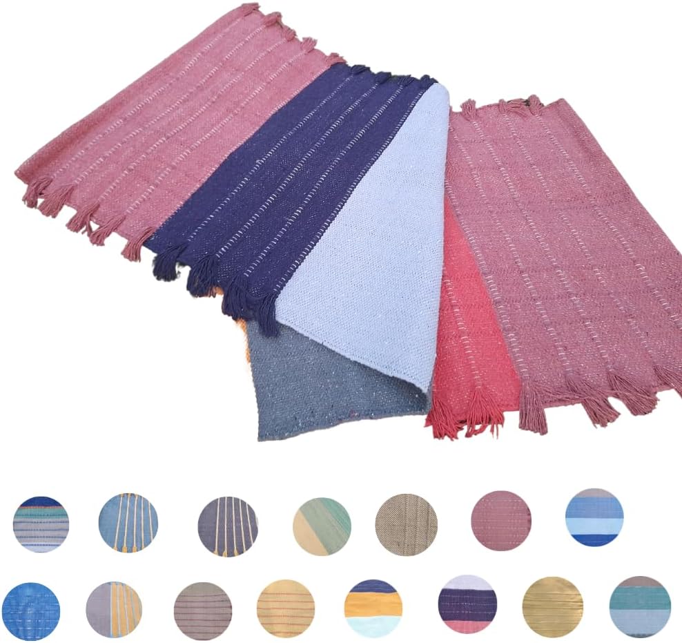 Jaipur art & Rugs Cotton Yoga Mat - Eco-Friendly Hand-Woven Rug - Non Slip & Thick (24”x72”x5mm) for Everyday Fitness at Home - Comfortable Extra-Long