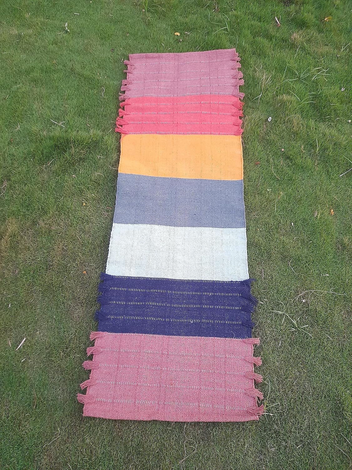 Jaipur art & Rugs Cotton Yoga Mat - Eco-Friendly Hand-Woven Rug - Non Slip & Thick (24”x72”x5mm) for Everyday Fitness at Home - Comfortable Extra-Long