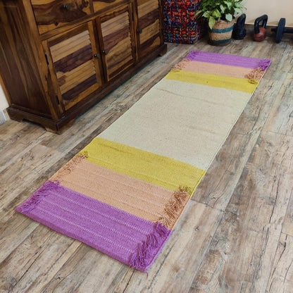 Jaipur art & Rugs Cotton Yoga Mat - Eco-Friendly Hand-Woven Rug - Non Slip & Thick (24”x72”x5mm) for Everyday Fitness at Home - Comfortable Extra-Long