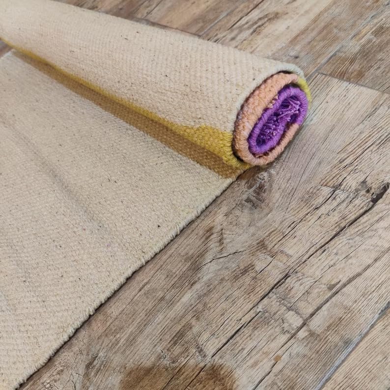 Jaipur art & Rugs Cotton Yoga Mat - Eco-Friendly Hand-Woven Rug - Non Slip & Thick (24”x72”x5mm) for Everyday Fitness at Home - Comfortable Extra-Long
