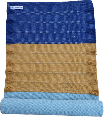 Jaipur art & Rugs Cotton Yoga Mat - Eco-Friendly Hand-Woven Rug - Non Slip & Thick (24”x72”x5mm) for Everyday Fitness at Home - Comfortable Extra-Long