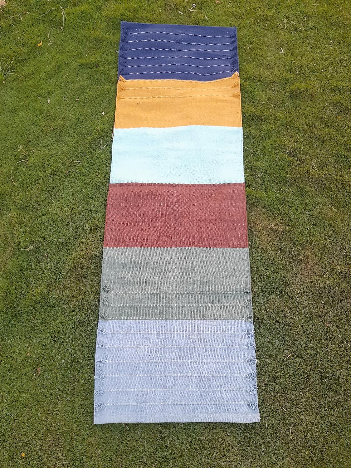 Jaipur art & Rugs Cotton Yoga Mat - Eco-Friendly Hand-Woven Rug - Non Slip & Thick (24”x72”x5mm) for Everyday Fitness at Home - Comfortable Extra-Long
