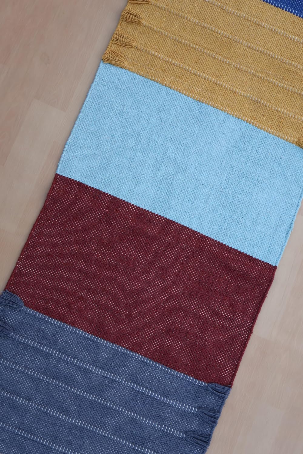 Jaipur art & Rugs Cotton Yoga Mat - Eco-Friendly Hand-Woven Rug - Non Slip & Thick (24”x72”x5mm) for Everyday Fitness at Home - Comfortable Extra-Long