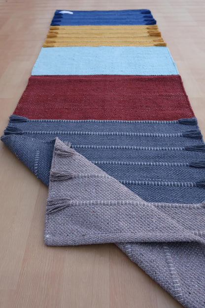 Jaipur art & Rugs Cotton Yoga Mat - Eco-Friendly Hand-Woven Rug - Non Slip & Thick (24”x72”x5mm) for Everyday Fitness at Home - Comfortable Extra-Long