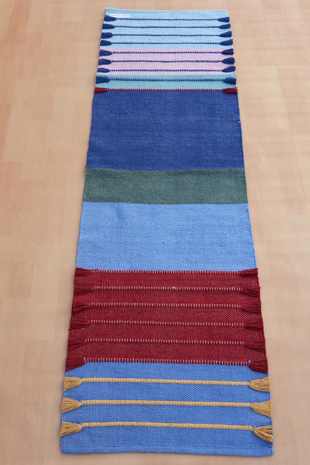 Jaipur art & Rugs Cotton Yoga Mat - Eco-Friendly Hand-Woven Rug - Non Slip & Thick (24”x72”x5mm) for Everyday Fitness at Home - Comfortable Extra-Long