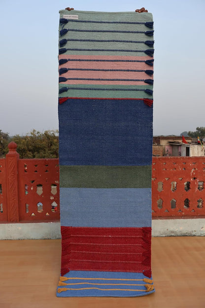 Jaipur art & Rugs Cotton Yoga Mat - Eco-Friendly Hand-Woven Rug - Non Slip & Thick (24”x72”x5mm) for Everyday Fitness at Home - Comfortable Extra-Long