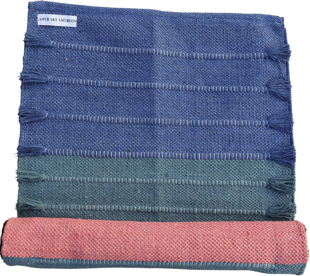 Jaipur art & Rugs Cotton Yoga Mat - Eco-Friendly Hand-Woven Rug - Non Slip & Thick (24”x72”x5mm) for Everyday Fitness at Home - Comfortable Extra-Long