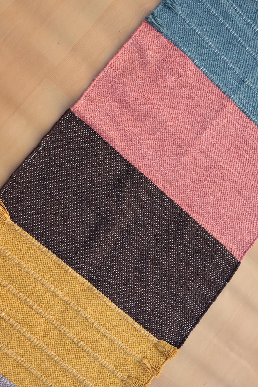 Jaipur art & Rugs Cotton Yoga Mat - Eco-Friendly Hand-Woven Rug - Non Slip & Thick (24”x72”x5mm) for Everyday Fitness at Home - Comfortable Extra-Long