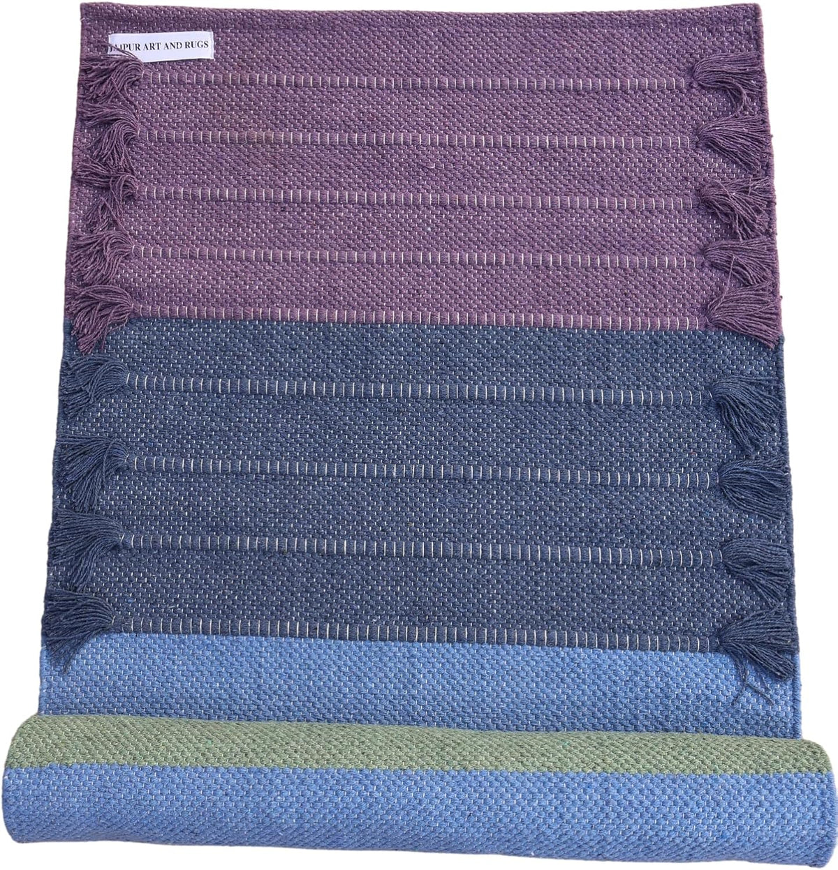 Jaipur art & Rugs Cotton Yoga Mat - Eco-Friendly Hand-Woven Rug - Non Slip & Thick (24”x72”x5mm) for Everyday Fitness at Home - Comfortable Extra-Long