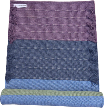 Jaipur art & Rugs Cotton Yoga Mat - Eco-Friendly Hand-Woven Rug - Non Slip & Thick (24”x72”x5mm) for Everyday Fitness at Home - Comfortable Extra-Long