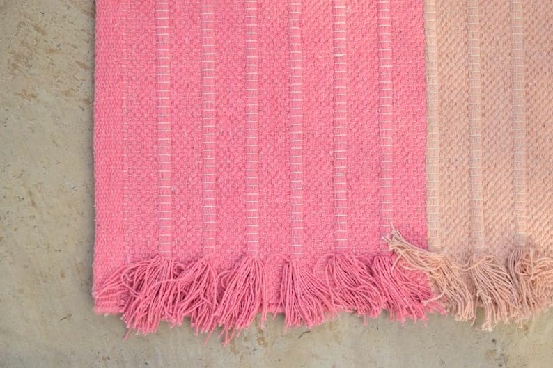 Jaipur art & Rugs Cotton Yoga Mat - Eco-Friendly Hand-Woven Rug - Non Slip & Thick (24”x72”x5mm) for Everyday Fitness at Home - Comfortable Extra-Long