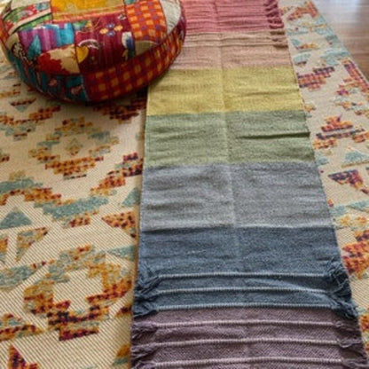 Jaipur art & Rugs Cotton Yoga Mat - Eco-Friendly Hand-Woven Rug - Non Slip & Thick (24”x72”x5mm) for Everyday Fitness at Home - Comfortable Extra-Long
