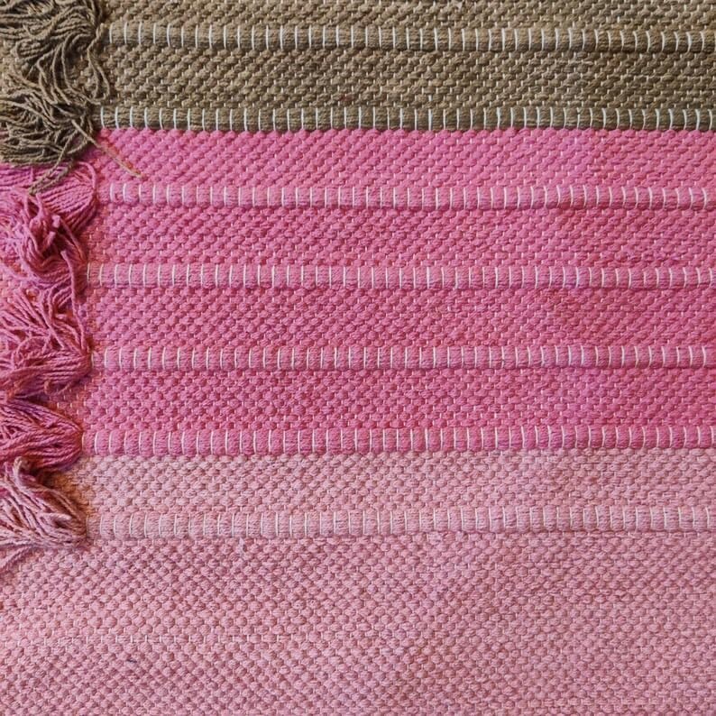 Jaipur art & Rugs Cotton Yoga Mat - Eco-Friendly Hand-Woven Rug - Non Slip & Thick (24”x72”x5mm) for Everyday Fitness at Home - Comfortable Extra-Long