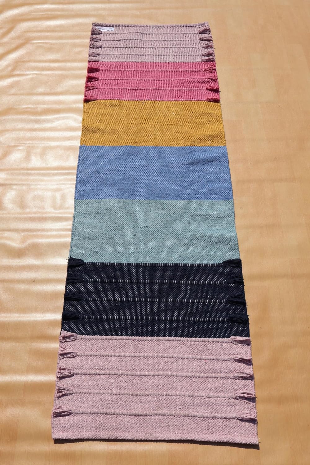 Jaipur art & Rugs Cotton Yoga Mat - Eco-Friendly Hand-Woven Rug - Non Slip & Thick (24”x72”x5mm) for Everyday Fitness at Home - Comfortable Extra-Long