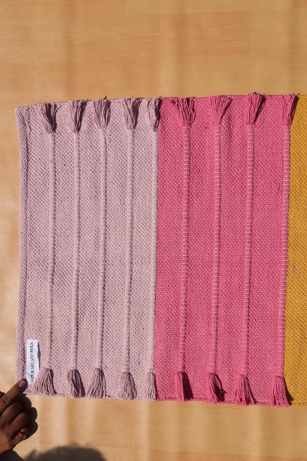 Jaipur art & Rugs Cotton Yoga Mat - Eco-Friendly Hand-Woven Rug - Non Slip & Thick (24”x72”x5mm) for Everyday Fitness at Home - Comfortable Extra-Long
