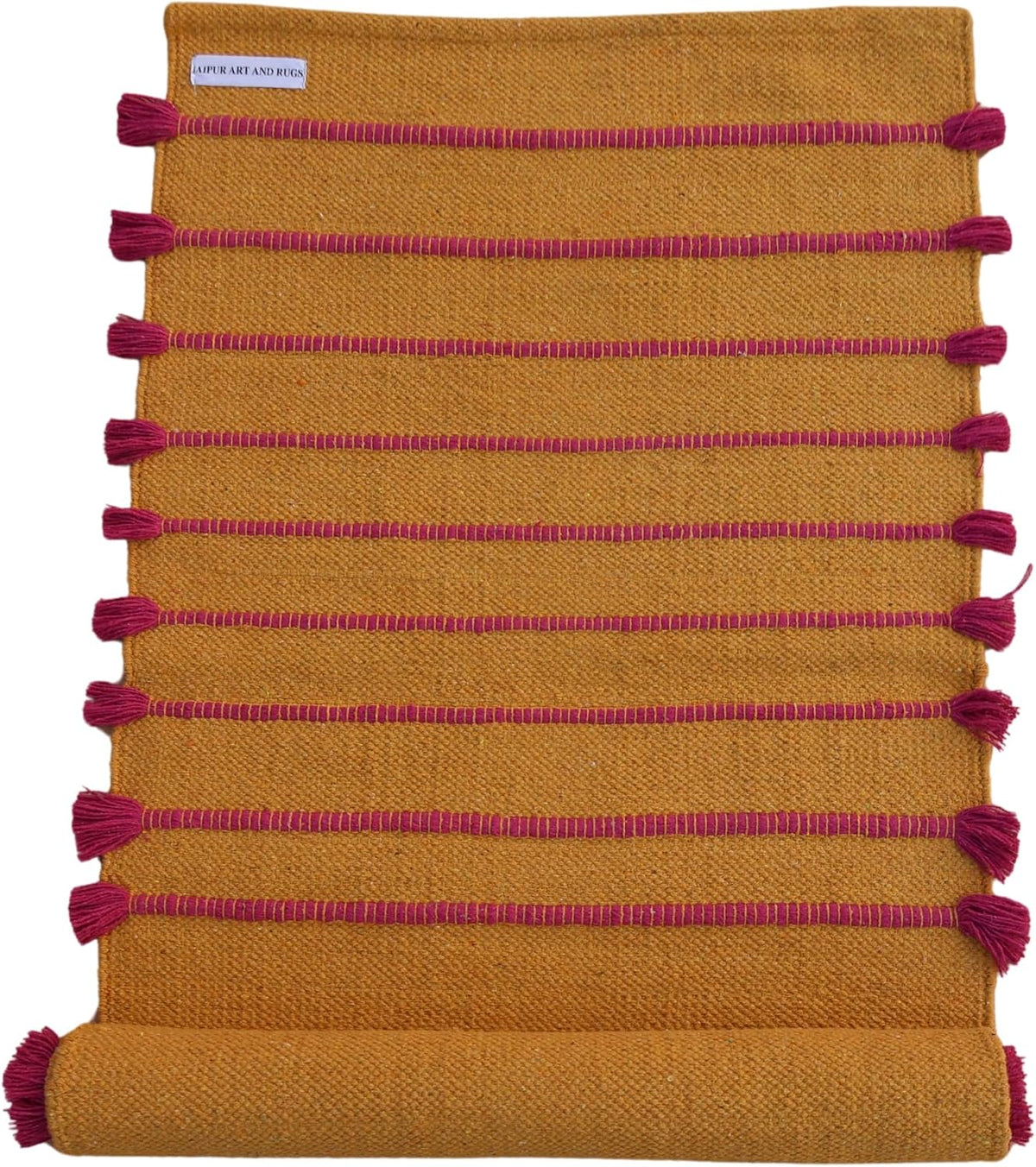 Jaipur art & Rugs Cotton Yoga Mat - Eco-Friendly Hand-Woven Rug - Non Slip & Thick (24”x72”x5mm) for Everyday Fitness at Home - Comfortable Extra-Long