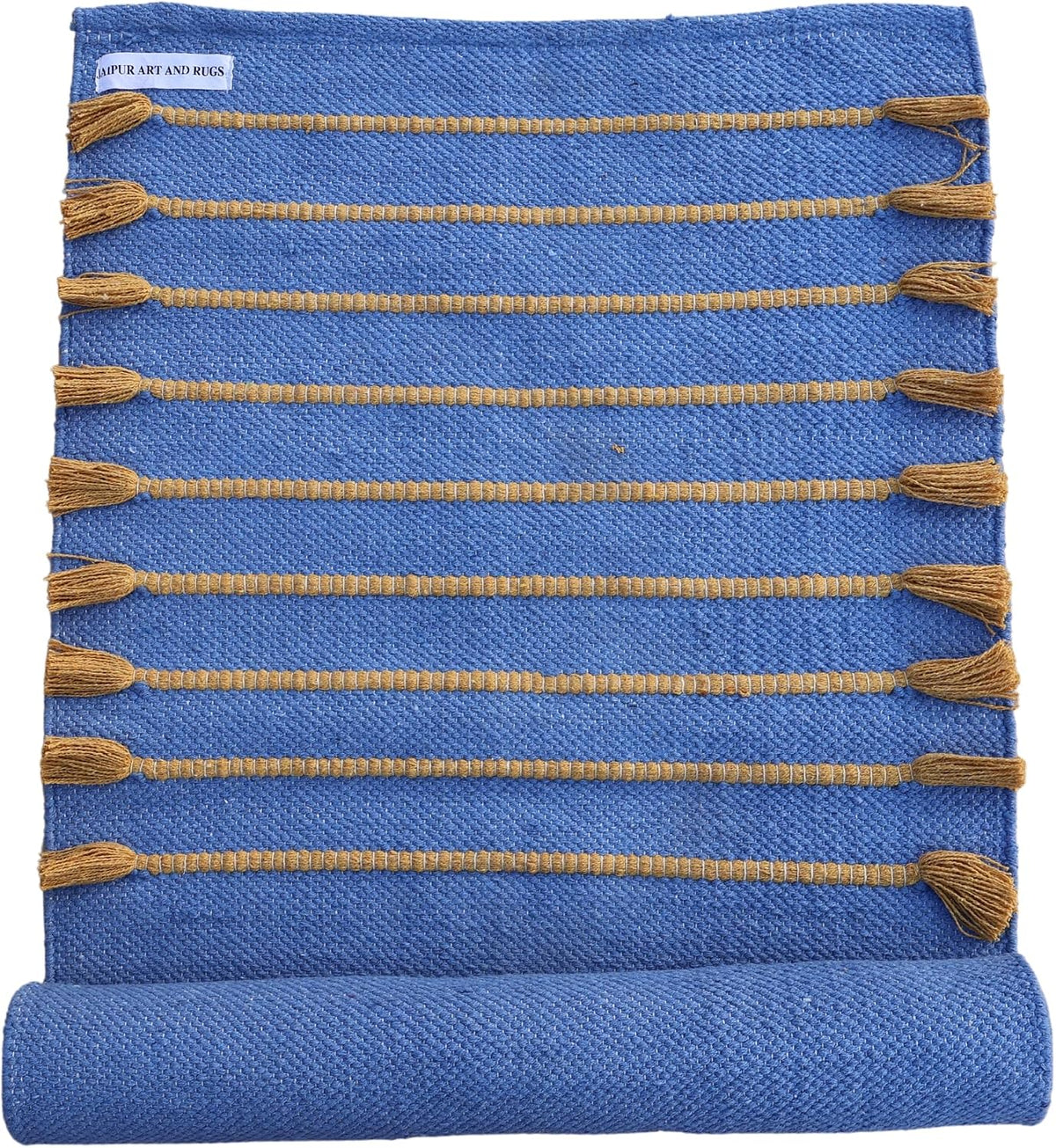 Jaipur art & Rugs Cotton Yoga Mat - Eco-Friendly Hand-Woven Rug - Non Slip & Thick (24”x72”x5mm) for Everyday Fitness at Home - Comfortable Extra-Long