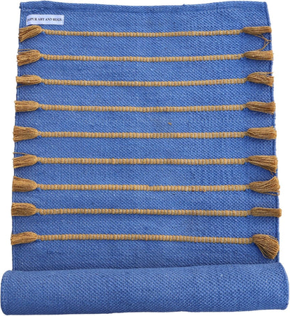 Jaipur art & Rugs Cotton Yoga Mat - Eco-Friendly Hand-Woven Rug - Non Slip & Thick (24”x72”x5mm) for Everyday Fitness at Home - Comfortable Extra-Long