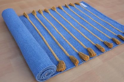 Jaipur art & Rugs Cotton Yoga Mat - Eco-Friendly Hand-Woven Rug - Non Slip & Thick (24”x72”x5mm) for Everyday Fitness at Home - Comfortable Extra-Long