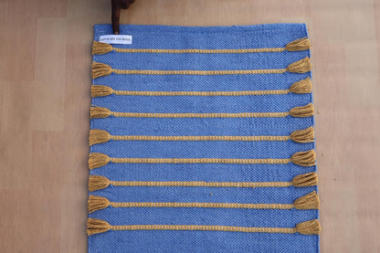 Jaipur art & Rugs Cotton Yoga Mat - Eco-Friendly Hand-Woven Rug - Non Slip & Thick (24”x72”x5mm) for Everyday Fitness at Home - Comfortable Extra-Long